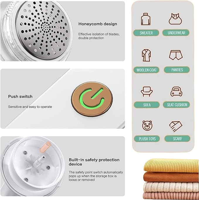 Rechargeable Electric Lint Remover & Fabric Shaver for Clothes & Sweaters