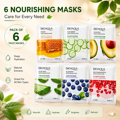 6-Pack Hydrating Sheet Face Masks for Glowing Skin