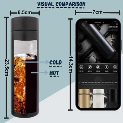 LED Temperature Display Insulated Water Bottle, Stainless Steel, BPA-Free, Leak-Proof, Hot & Cold 12H