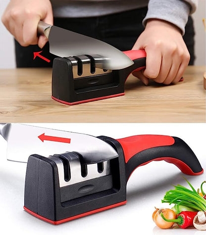 Premium 3-in-1 Kitchen Knife Sharpener – Professional 3-Stage Sharpening Tool for Razor-Edge Precision