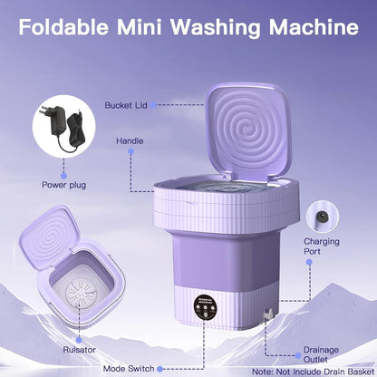 Foldable Mini Washing Machine with Spin Basket – For Baby Clothes, Socks & More, Ideal for Apartments, Travel, Dorms & Hotels