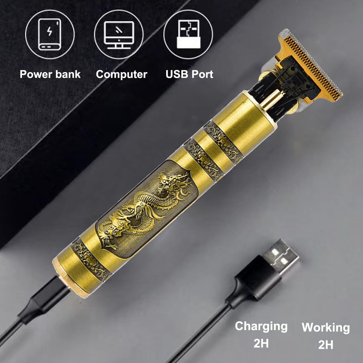 Vintage T9 USB Rechargeable Hair & Beard Clipper for Men (Metal)