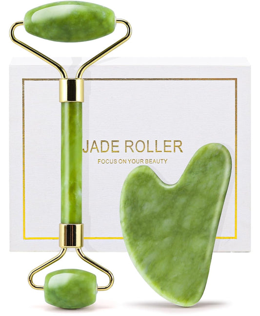 Premium Jade Roller & Gua Sha Set – Luxurious Facial Sculpting Tools for Radiant, Firm Skin & Defined Jawline.