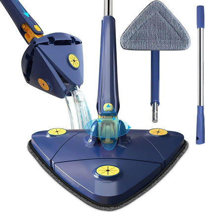 360° Rotating Triangle Mop with Long Handle & Washable Pads for Floor/Ceiling/Glass/Car.