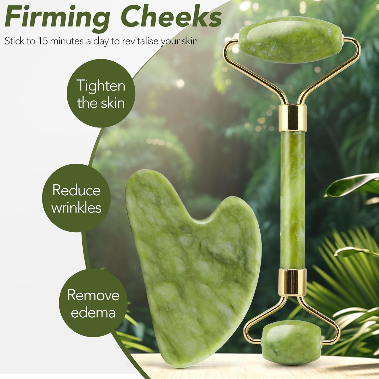 Premium Jade Roller & Gua Sha Set – Luxurious Facial Sculpting Tools for Radiant, Firm Skin & Defined Jawline.