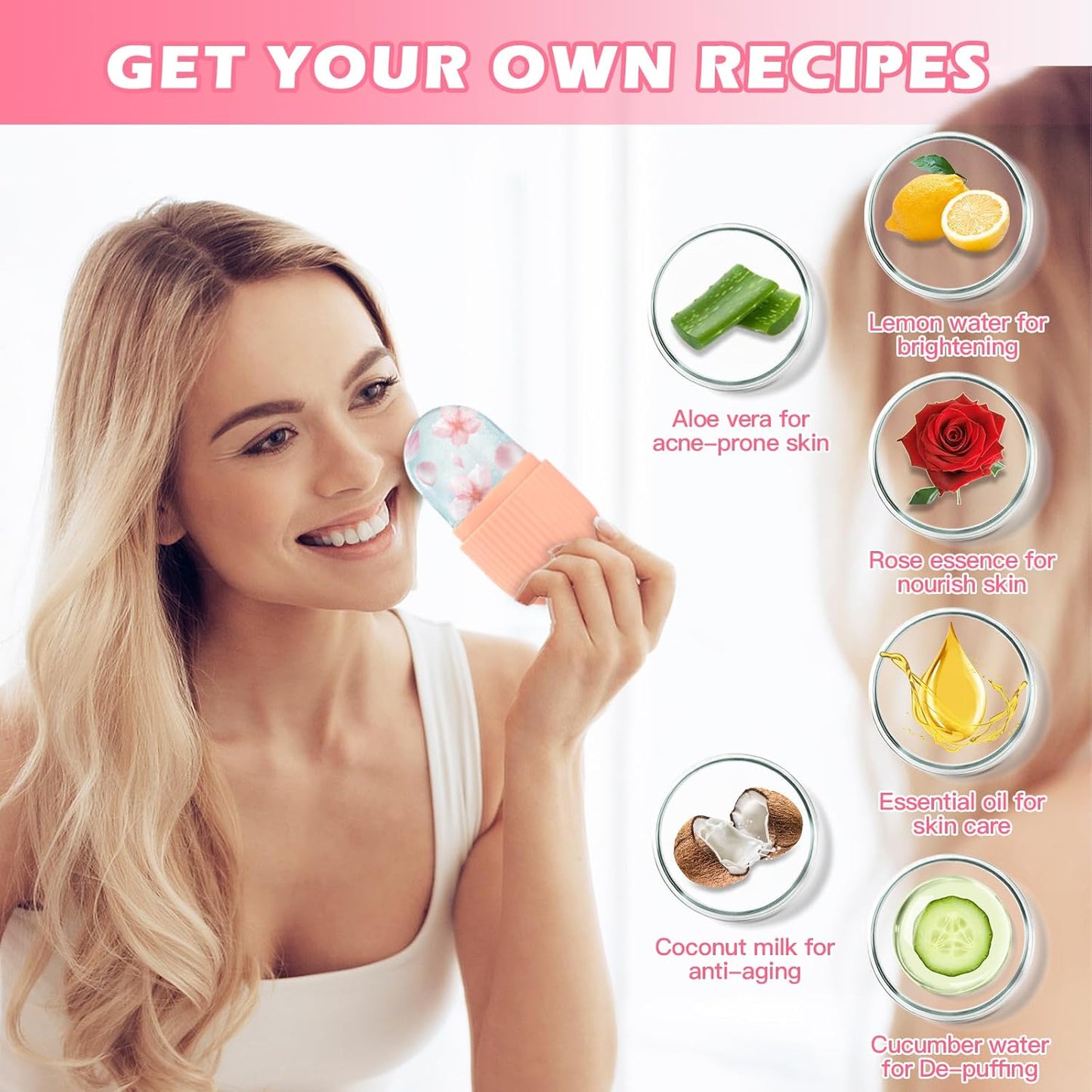 Cooling Ice Roller Massager for Face – Refreshing Skin Care Tool for Tightening, Puffiness, and Glowing Skin.