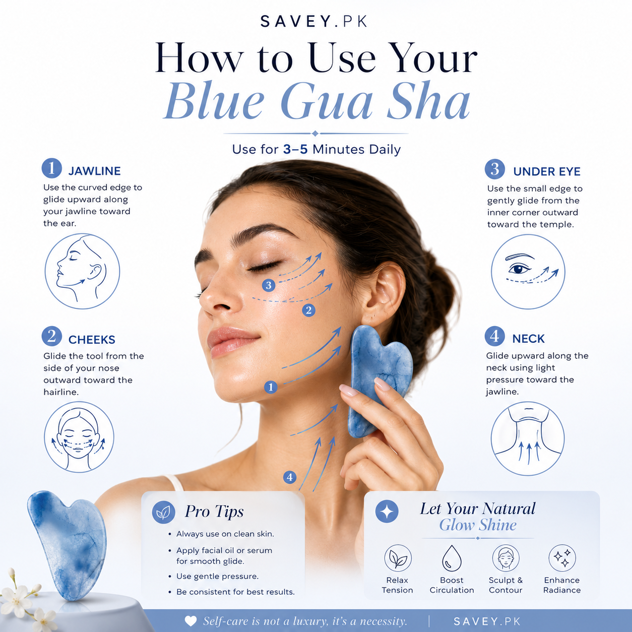 Natural Blue Guasha - Jawline Sculpting and Puffiness Reducing