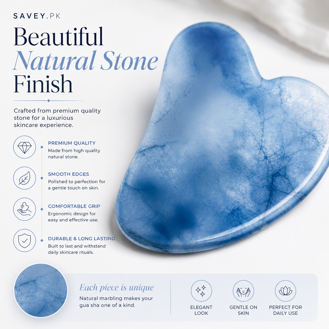 Natural Blue Guasha - Jawline Sculpting and Puffiness Reducing