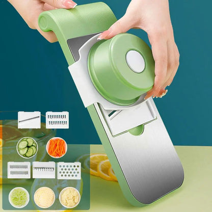 5-in-1 Stainless Steel Vegetable Slicer and Grater – Multifunctional Kitchen Tool for Effortless Cutting, Shredding, and Peeling