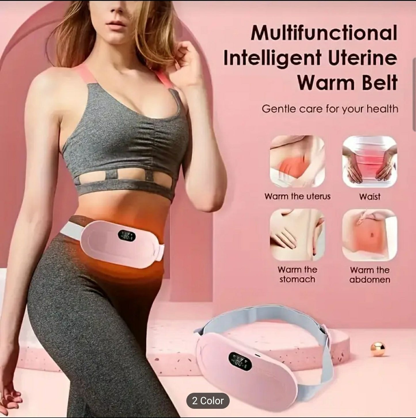 USB Rechargeable Cramp Relief Belt – Stylish Heating Pad for Women’s Comfort