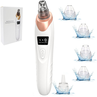 USB Rechargeable Blackhead Remover Vacuum – 5 Suction Levels, 5 Probes, Professional Facial Pore Cleaner and Acne Extractor (White)
