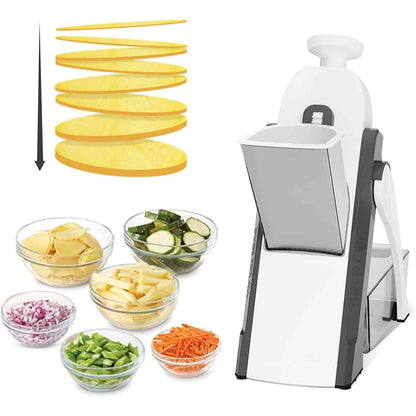 5-in-1 Adjustable Mandoline Slicer & Vegetable Chopper – Safe, Multifunctional Kitchen Tool for Slicing, Shredding, Dicing, and Chopping
